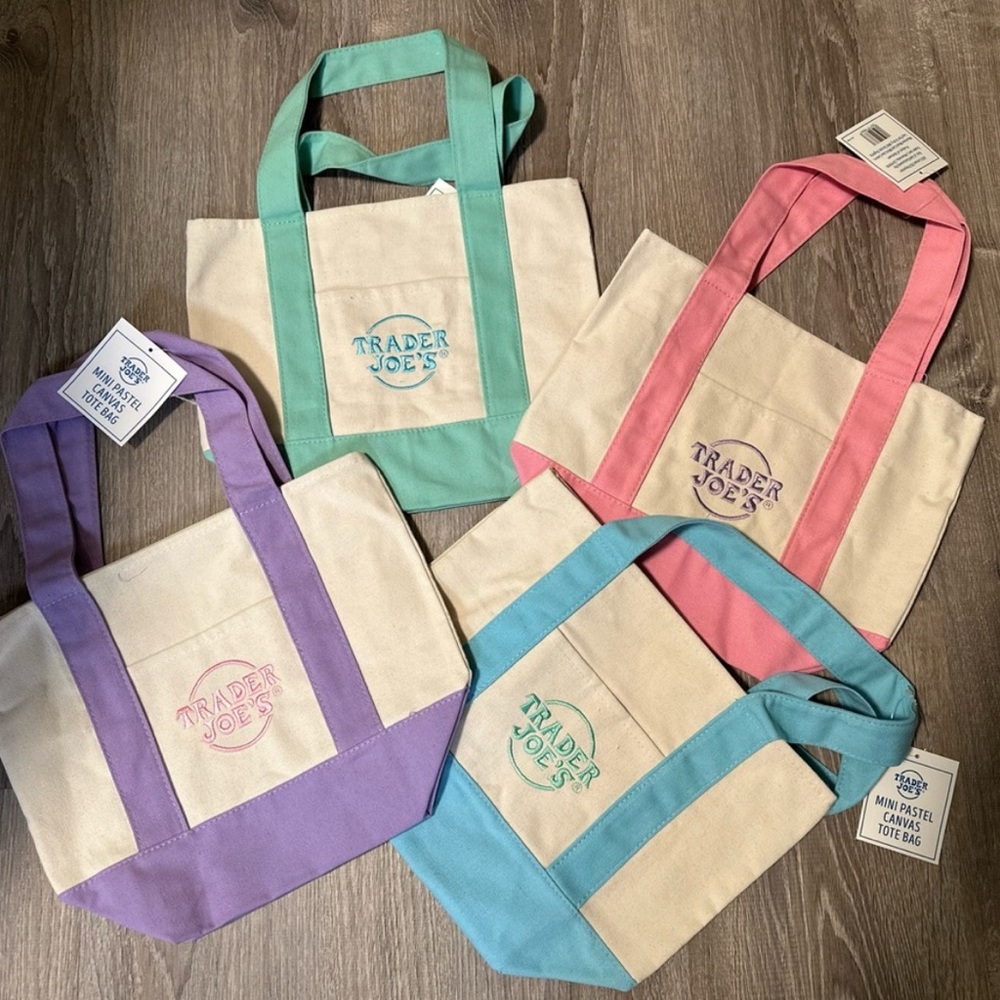 Trader Joe’s Pastel Mini Canvas Tote Bag | Purple